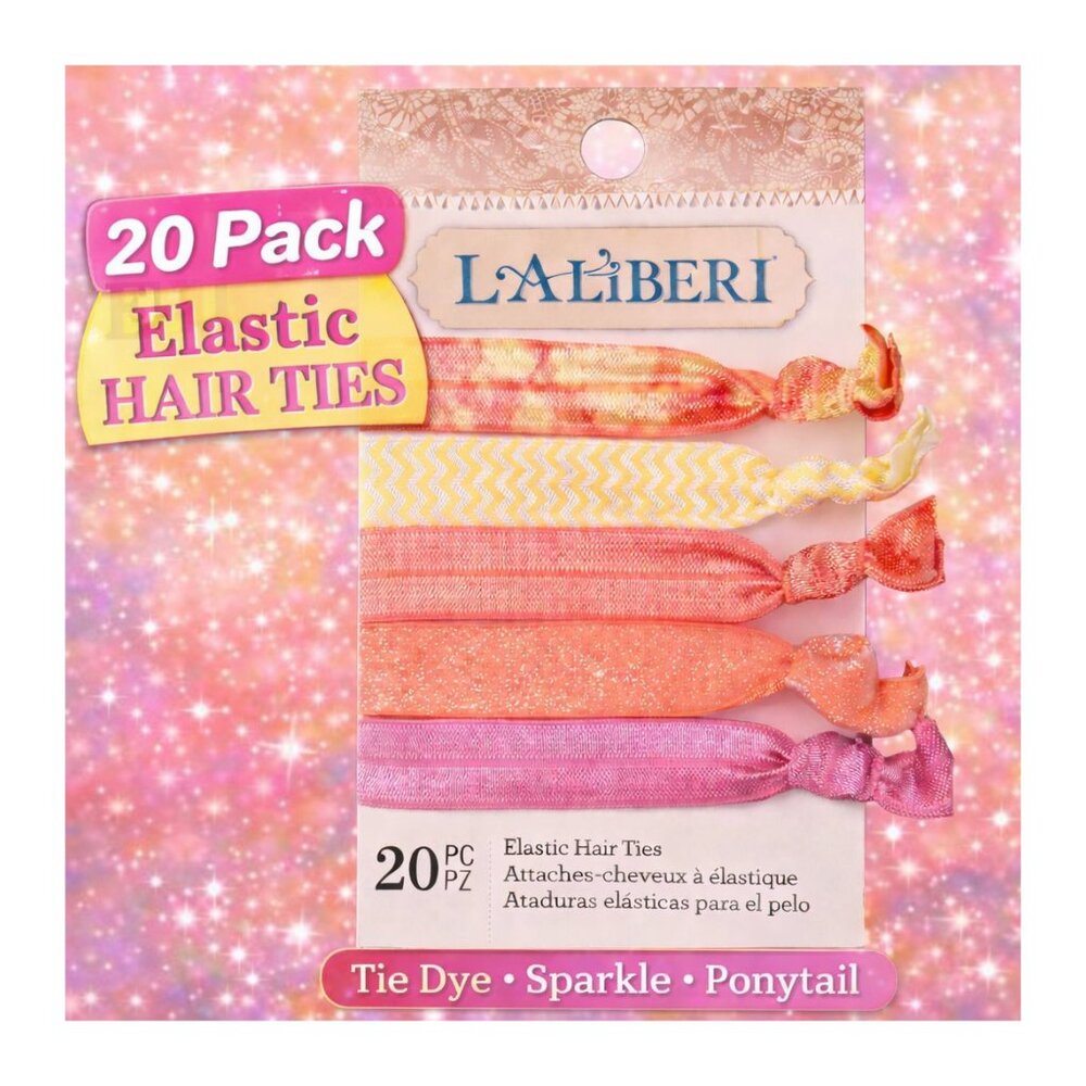 Wilton 20pc Tie Dye Elastic Hair Ties Ponytail Holders Sparkle Girls Women New